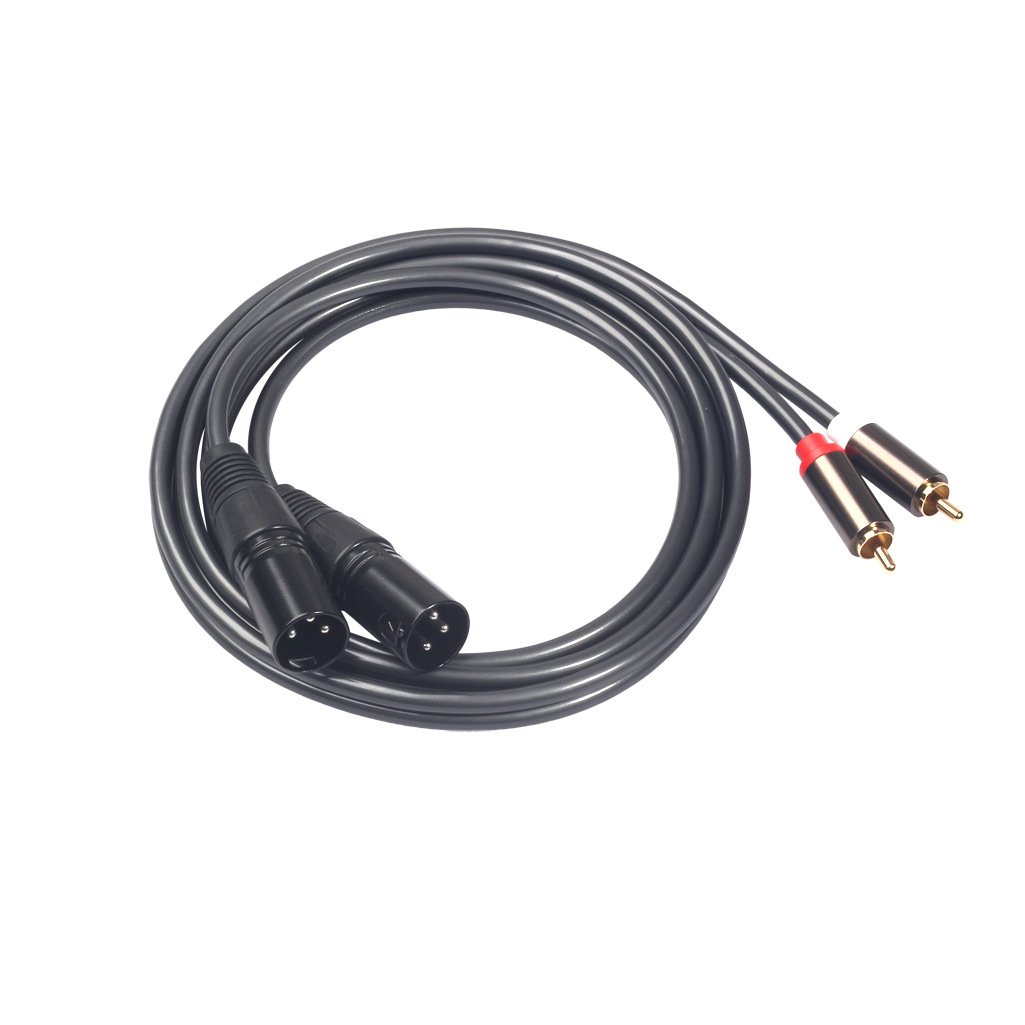 Gold-plated Head Double Lotus Audio Cable RCA Male to Dual Male XLR Audio Cable Mixer Amplifier Audio Cable