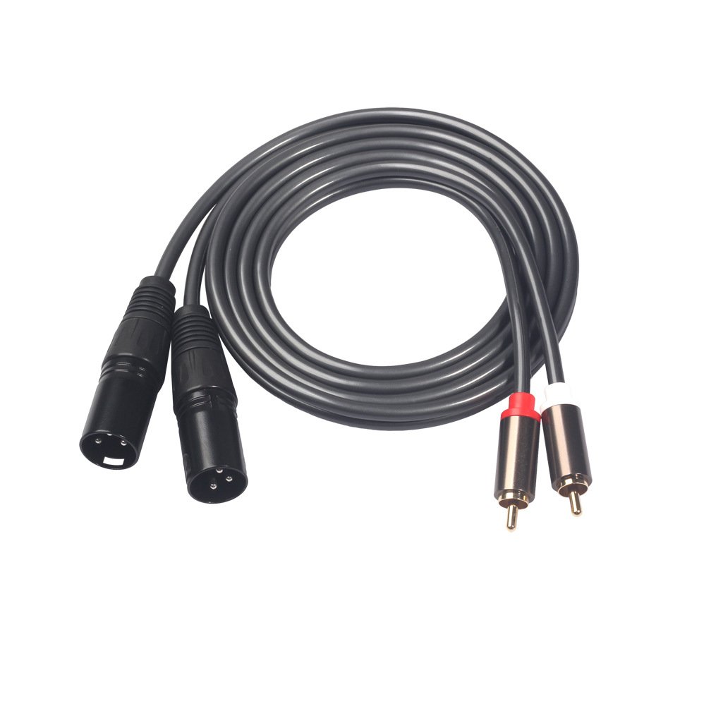 Gold-plated Head Double Lotus Audio Cable RCA Male to Dual Male XLR Audio Cable Mixer Amplifier Audio Cable