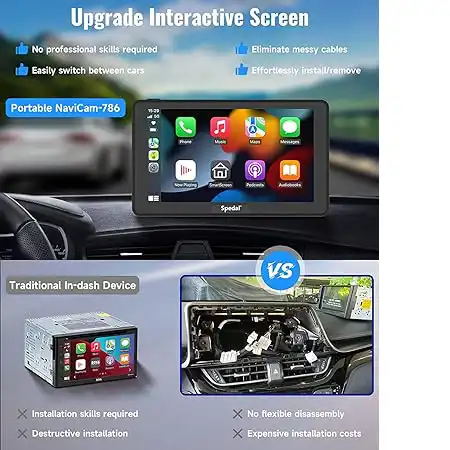 Portable Wireless Carplay Android Auto 7 Inch Touch Screen Car Radio Autoestereo BT Smart Car Monitor PND