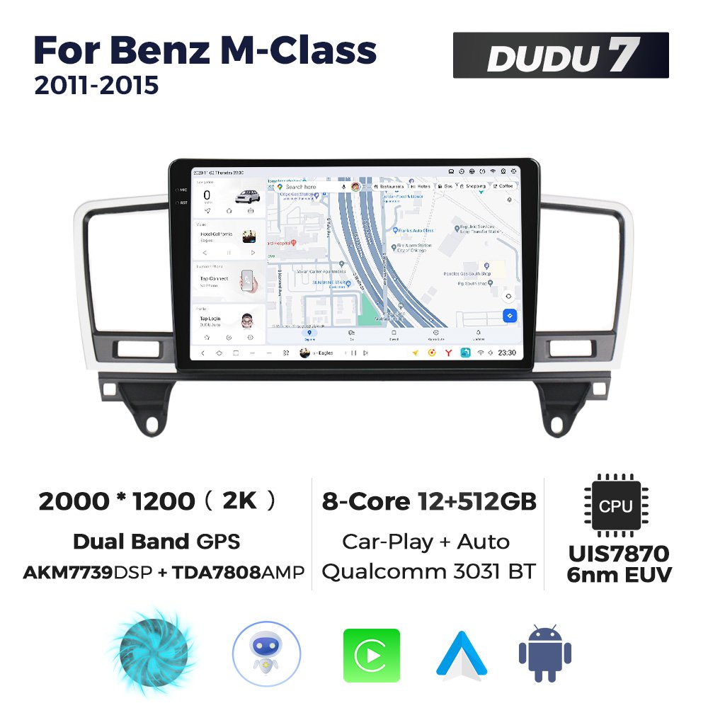 MEKEDE Android Car Multimedia Car Stereo Auto Radio DUDU 2K Touch Screen 12+512GB 7870 System for BENZ M-CLASS