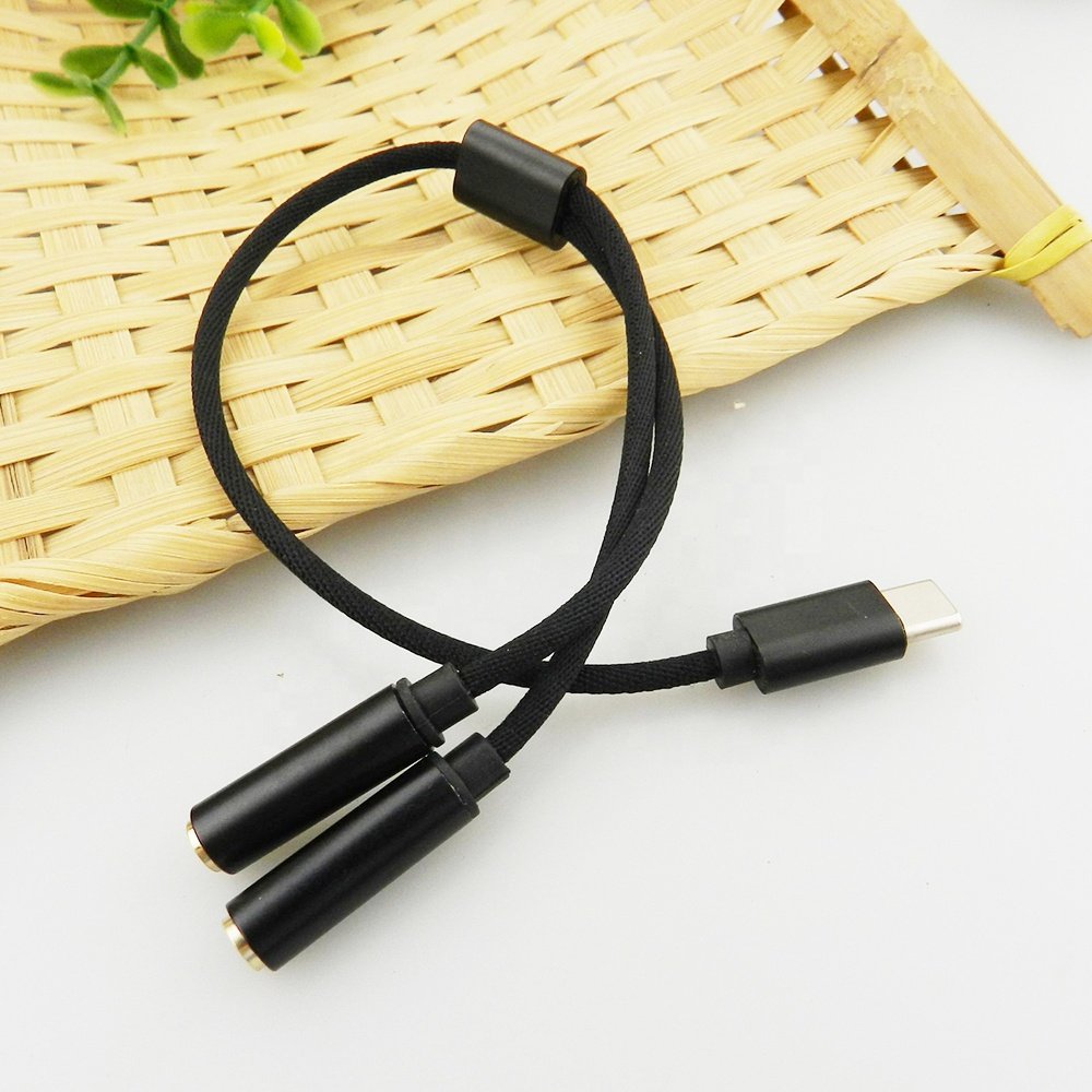 USB C to 3.5mm Female Jack Aux Headphone Mic Audio Cable 2 in 1 Audio Splitter Cable Adapter for Type C Cellphones Tablets