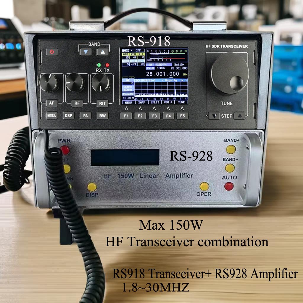 Max 150W HF Transceiver Combination RS928+RS918 1.8~30MHZ 6M VHF UHF DDC DUC TX All HAM High Power Amplifier Walkie Talkie