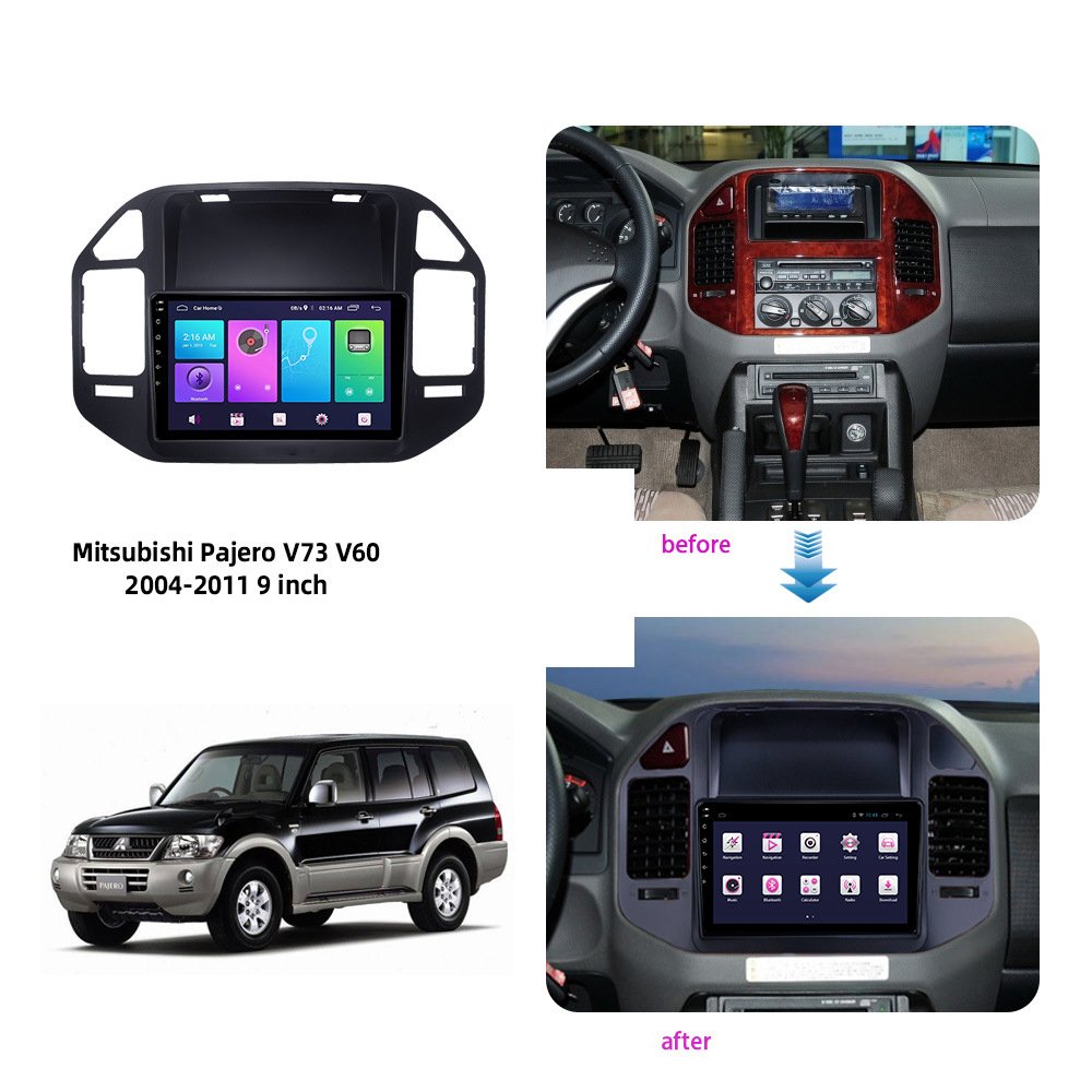 Auto Stereo Cable for Mitsubishi V73 Pajero 2008-2011 Car Radio Video with Facial Plastic Frame Accessories