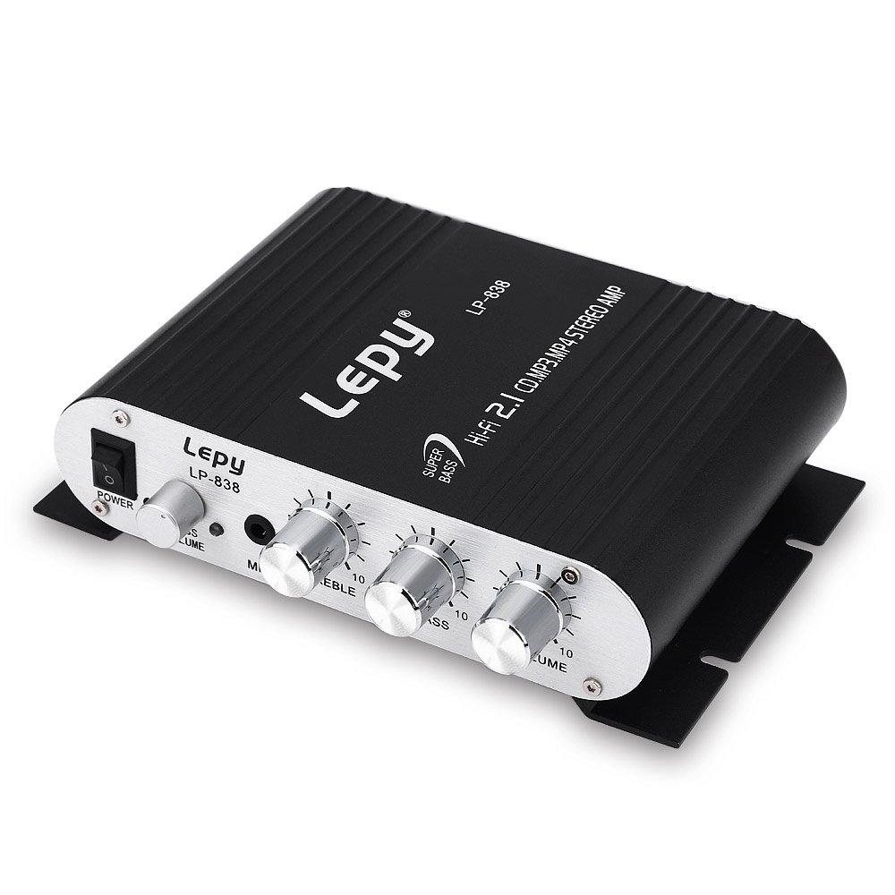 LP-838 Car Amplifier 12V Hi-Fi 2.1 Stereo Audio Amplifier Booster Radio CD MP3 MP4 Stereo AMP Bass Speaker Player
