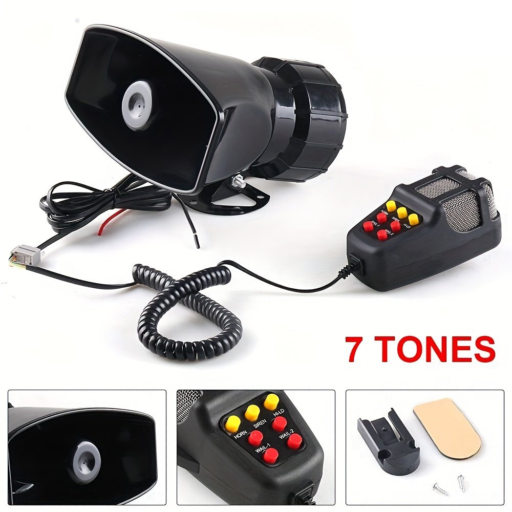 Car Horn 7 Tone Sound 12v Mic Pa Speaker Car System Emergency With Microphone Amplifier Sound Electric Horn