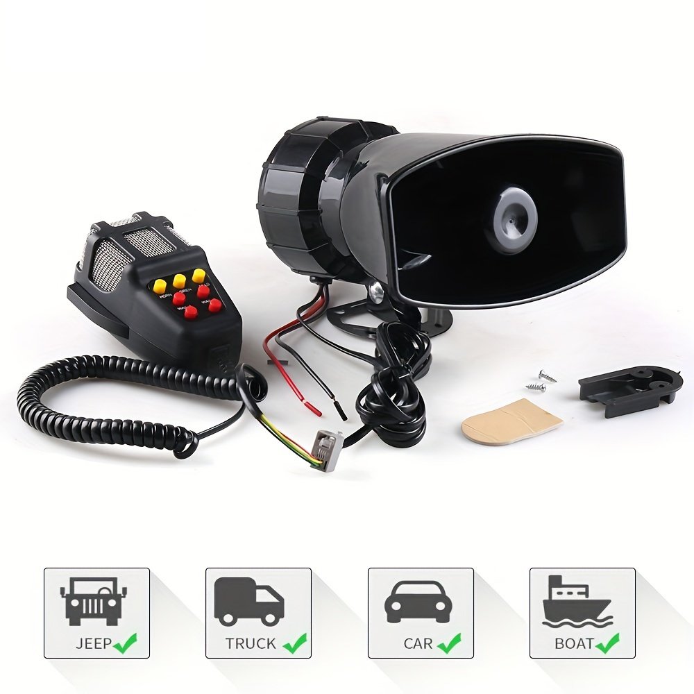Car Horn 7 Tone Sound 12v Mic Pa Speaker Car System Emergency With Microphone Amplifier Sound Electric Horn