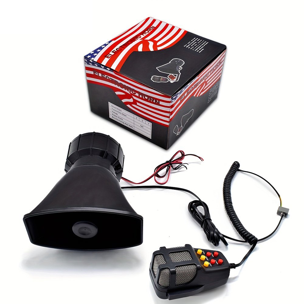Car Horn 7 Tone Sound 12v Mic Pa Speaker Car System Emergency With Microphone Amplifier Sound Electric Horn