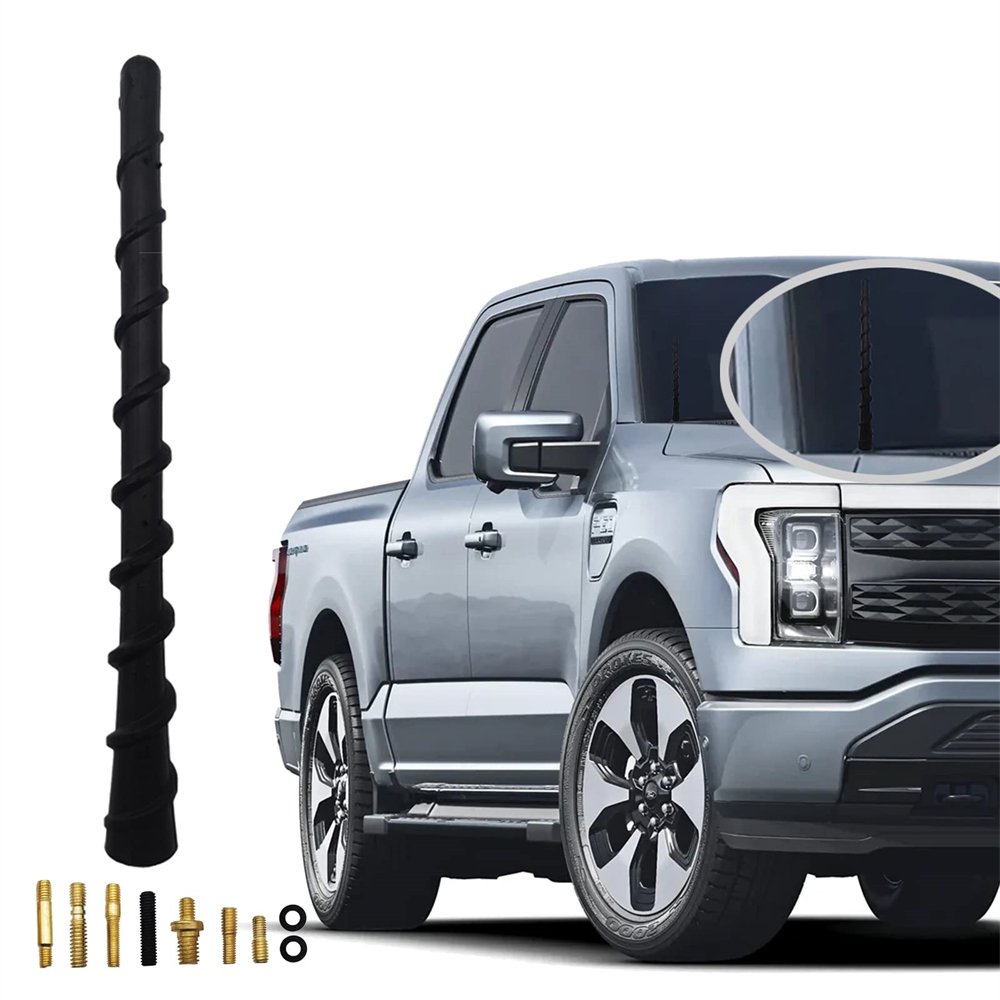 Black Spiral Antenna 7 Inch Universal Antenna Toppers Waterproof PVC Rubber Antenna for Trucks Cars SUVs