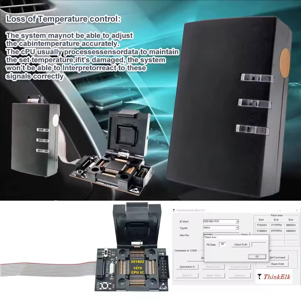 ThinkElk ToyoAC Mcu Flash 251802-1570 CPU IC Programmer for Toyota Lexus AC HVAC Servo Driver Amplifier AMP Module Repair Tool