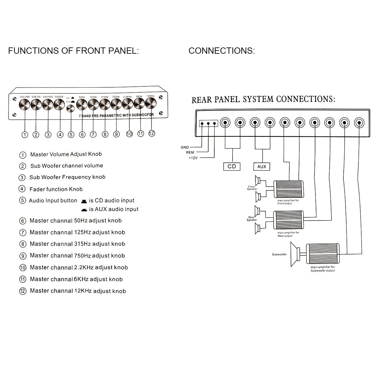 Car Equalizer 7 Equalizer Car Audio EQ Tuning Frequency Division Amplifier Power Amplifier Factory Direct Supply