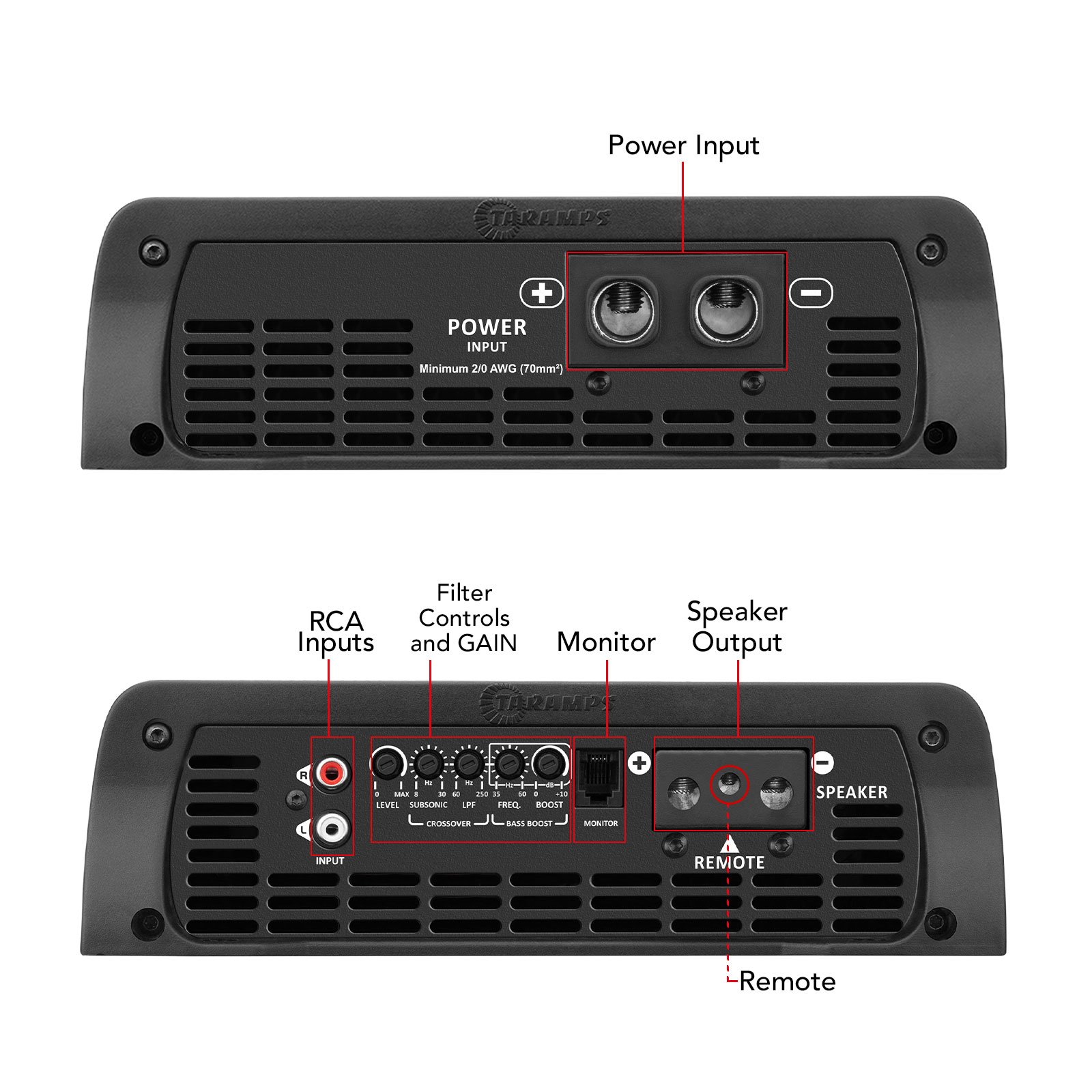 Taramps Bass 8k 8000 Watts RMS Car Audio Amplifier 1 Ohm Digital 1 Channel Bass Boost Monoblock Power RCA High Quality
