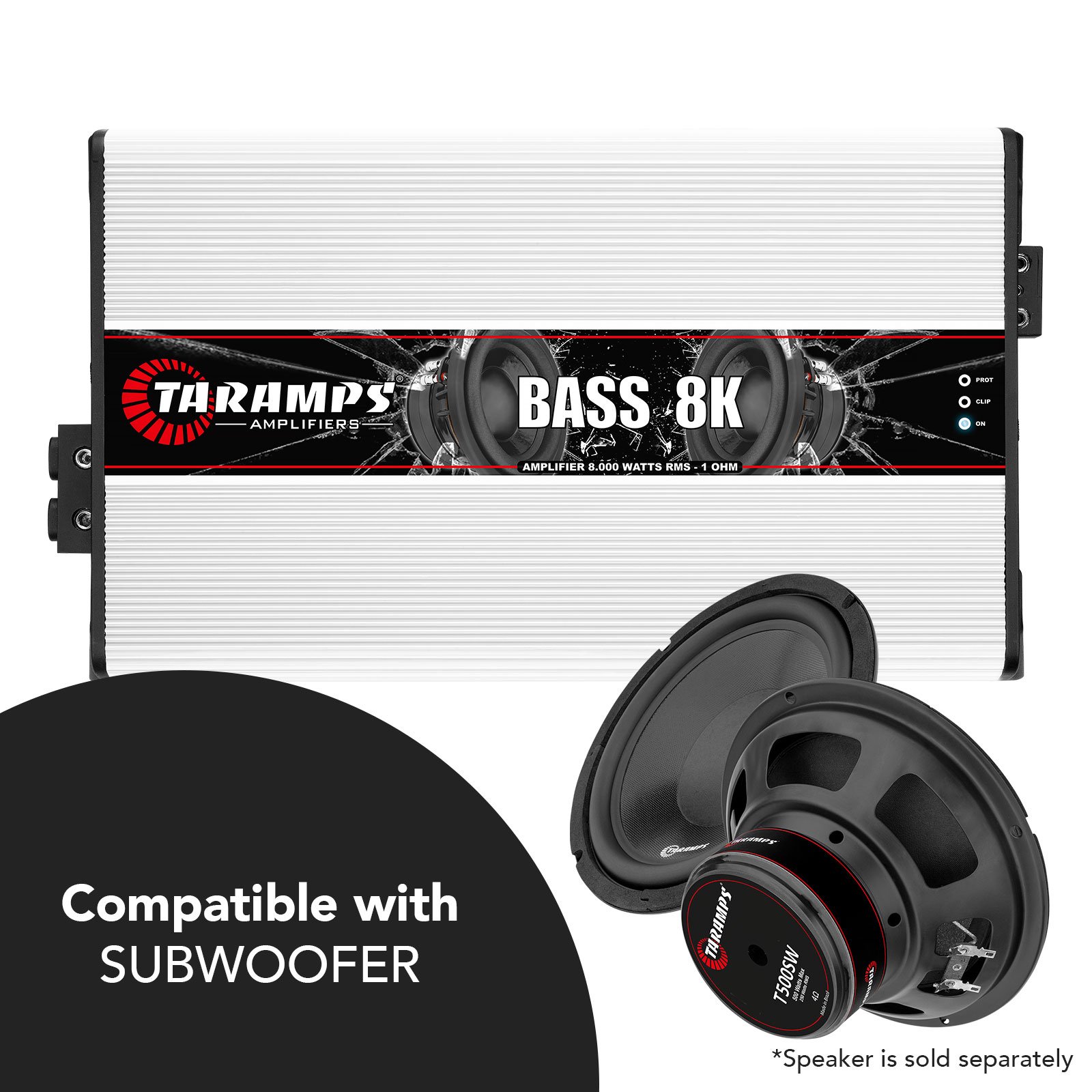 Taramps Bass 8k 8000 Watts RMS Car Audio Amplifier 1 Ohm Digital 1 Channel Bass Boost Monoblock Power RCA High Quality