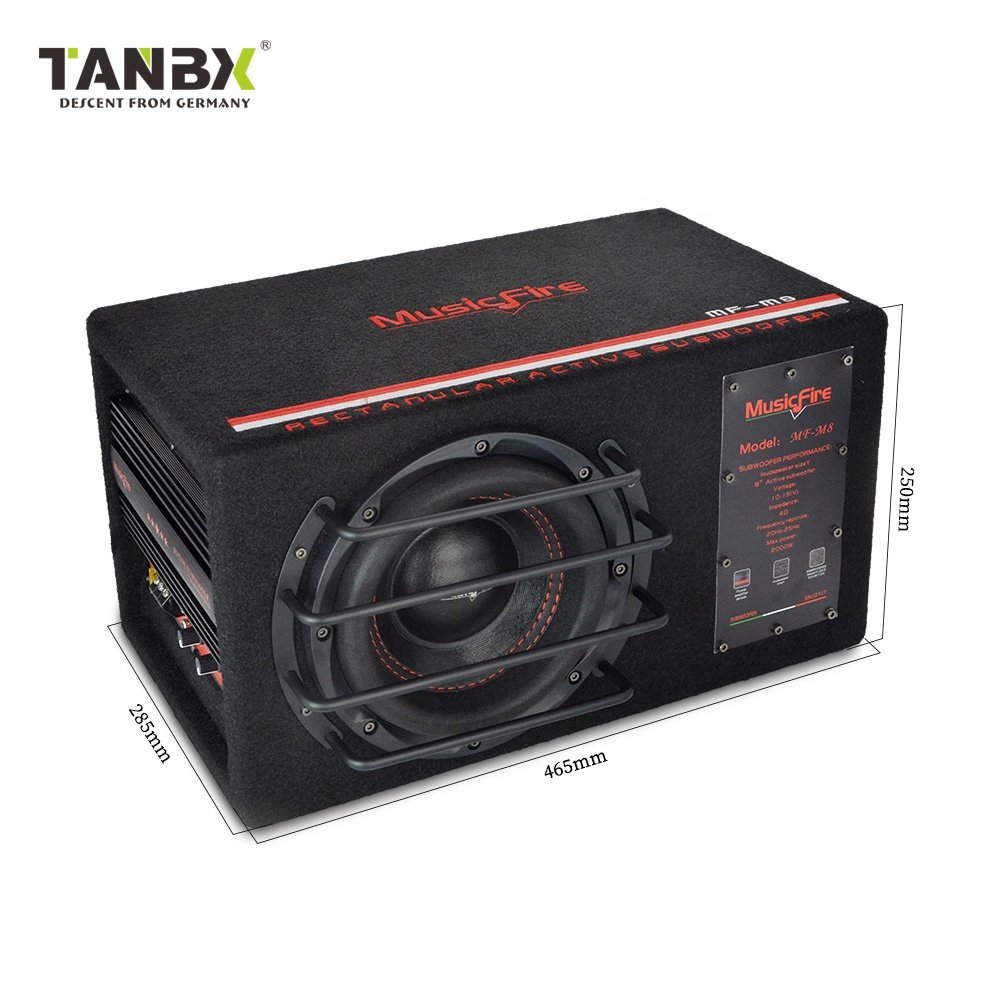 New Audio System Mini Size Active 8 Inch Car Subwoofer Bass Woofer with Max Power 2000 Watts High Power Amplifier Bass Speaker