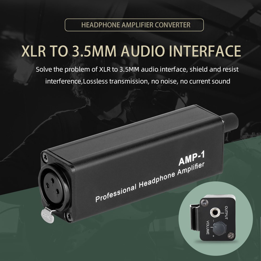 Professional Passive Headphone Converter XLR Stereo Audio Plug & Play with Volume Control for Live Stage Recording Monitoring