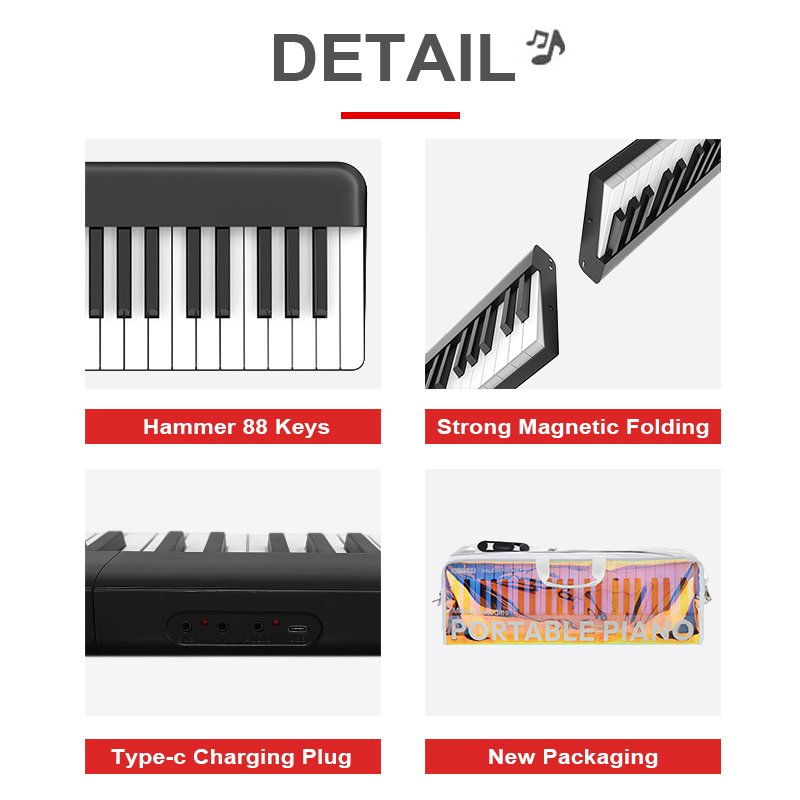 Keyboard Manufacturer Musical Instrument 88 Key Folding Portable Keyboard Piano 88Keys Piano Keyboard