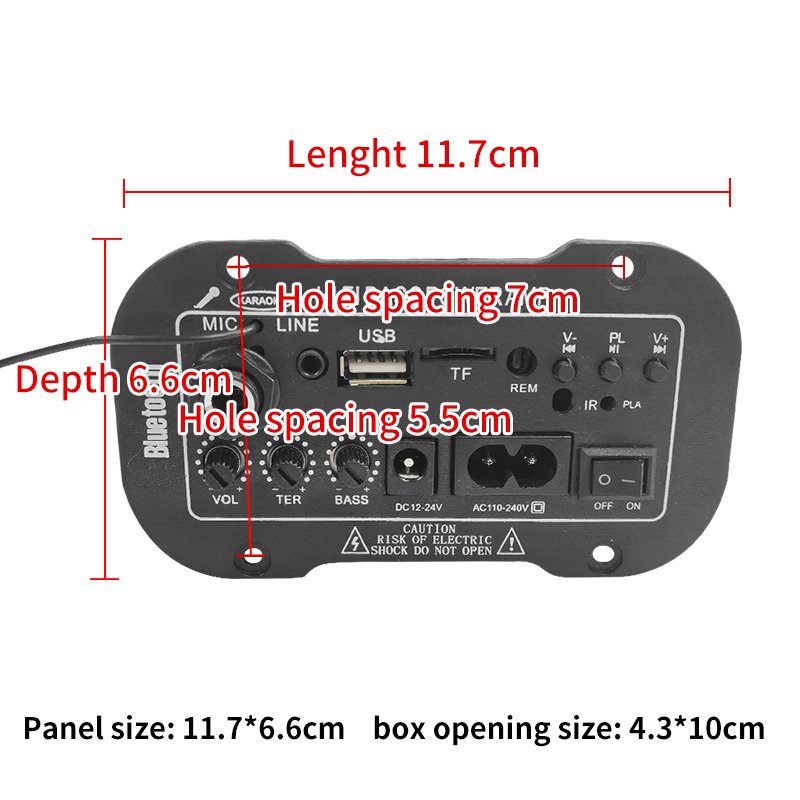 Customisable 12V 220V Power Amplifiers Car Amp USB TF FM Decoding Subwoofer Audio Amplifier Board for 5-6 Inch Subwoofer DIY
