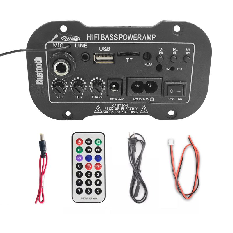 Customisable 12V 220V Power Amplifiers Car Amp USB TF FM Decoding Subwoofer Audio Amplifier Board for 5-6 Inch Subwoofer DIY