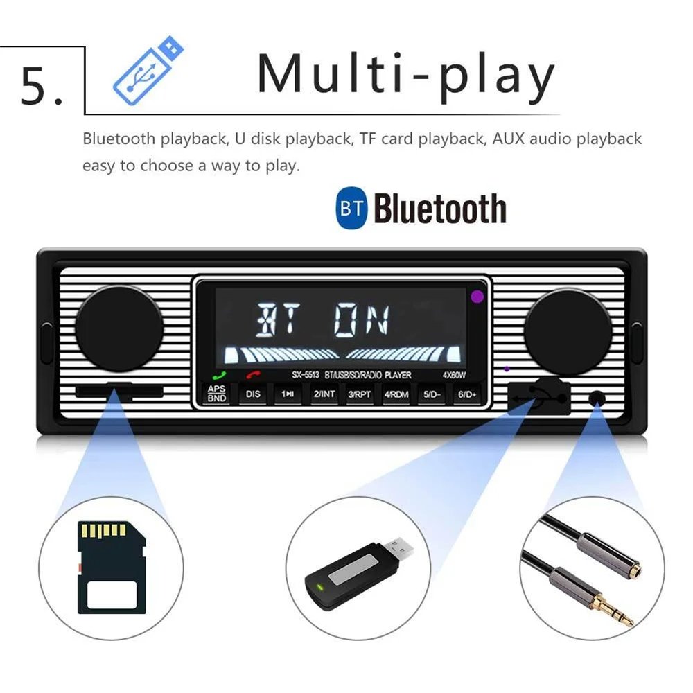 Car Radio Stereo Blue Tooth USB FM AUX Receiver 12V Autoradio Remote Control Car MP3 Player