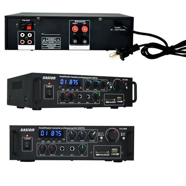 AV-2207Q Max 16ohm Mini Amplifier with BT/USB/SD/MMC/MP3/DVD & FM Tuner Functions.