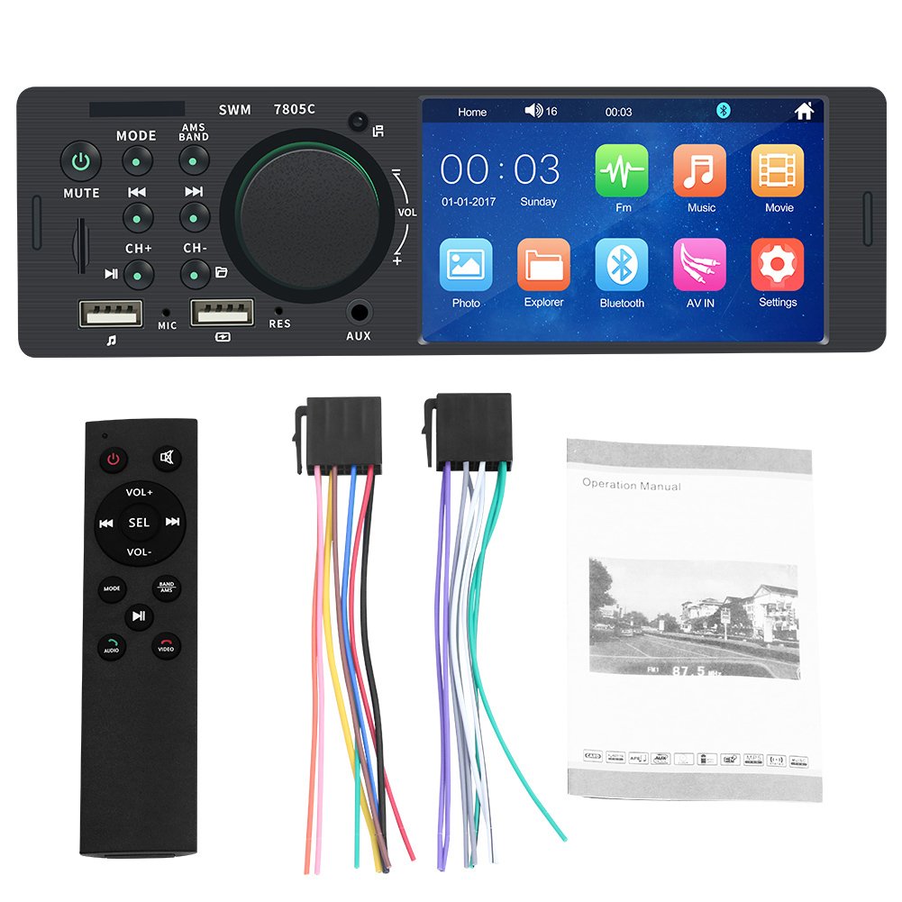 Bestree Auto Electronics 1 Din Touch Screen Car Radio Mp5 Player with BT USB AUX 12v with FM Radio Mp5 Player Car Radio Screen