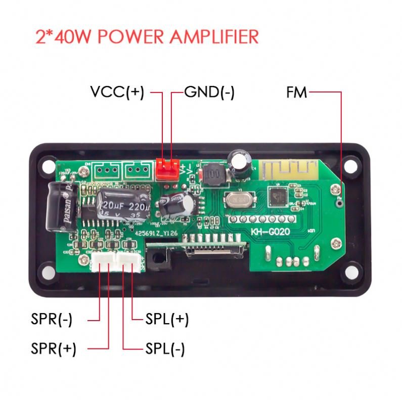 2*40W 80W Amplifier Car Audio USB TF FM Radio Module Blue. Tooth MP3 WMA Decoder Board MP3 Player with Remote Control