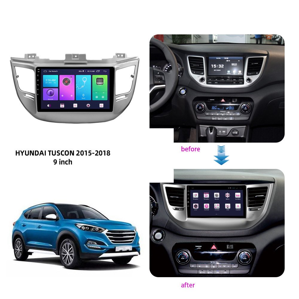 Car Stereo Audio Fascia Frame Adapter For Hyundai IX35/Tucson 2015-2018 9" Big Screen 2Din Dash Fitting Panel Frame Kit