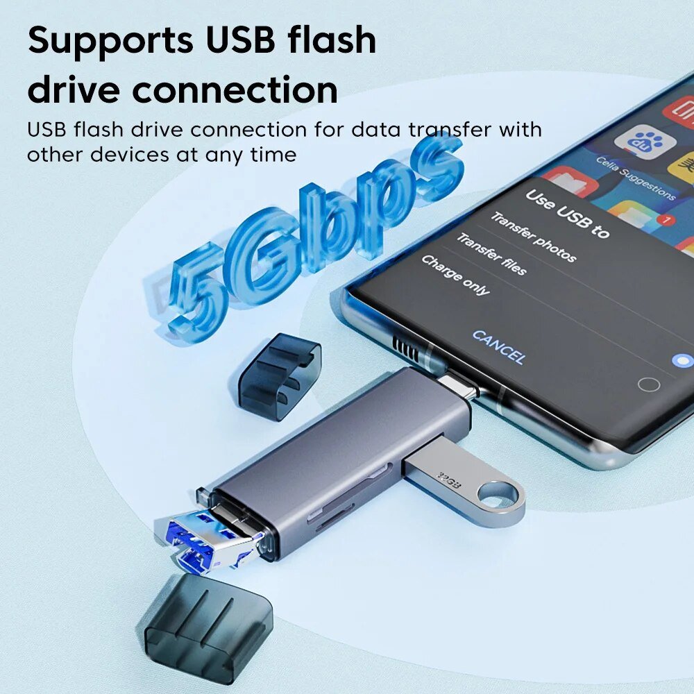 6 In 1 Multifunction Card Reader Usb 3.0 2.0 U Disk Type C/Micro /Tf/Sd Flash Drive Memory Card Reading Adapter Phone accessory