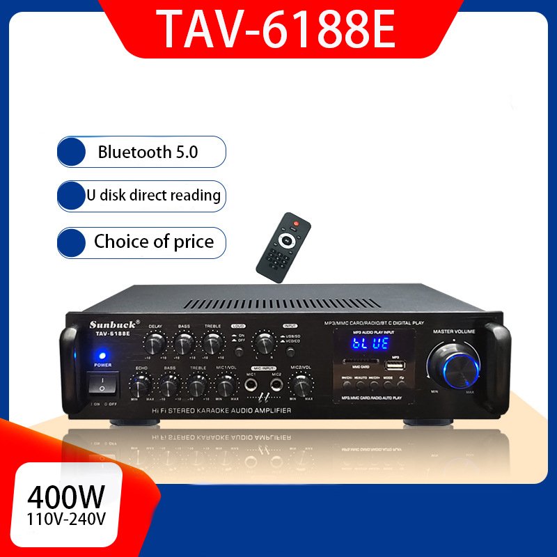 110V-240V HIFI Blue-teeth Amplifier Audio High-power 200W*2 2.0 Karaoke OK Home Theatre System Music Sound Speaker Amplifier