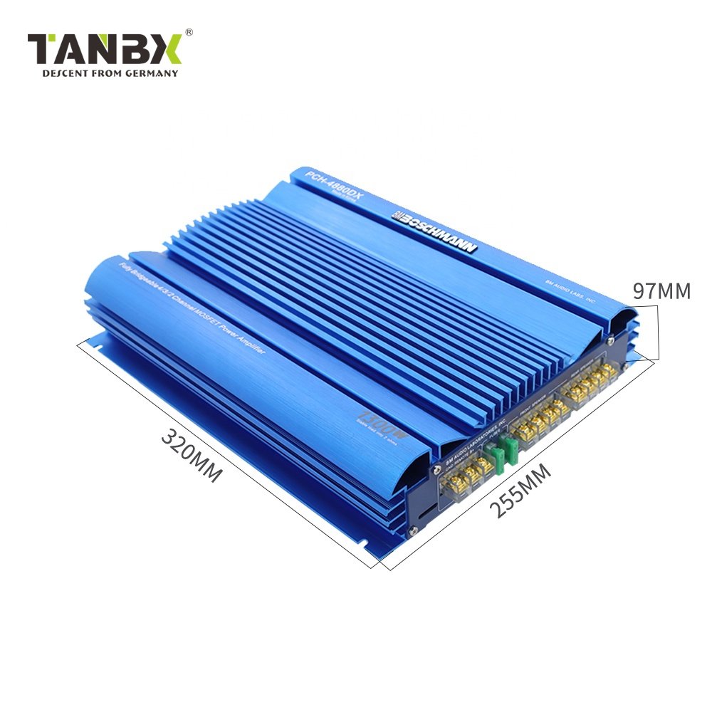 High Quality 12V Class AB Car Audio Power Amplifier 4-Channel PCH-4880DX with Aluminium Material and Crossovers(Equalizers)