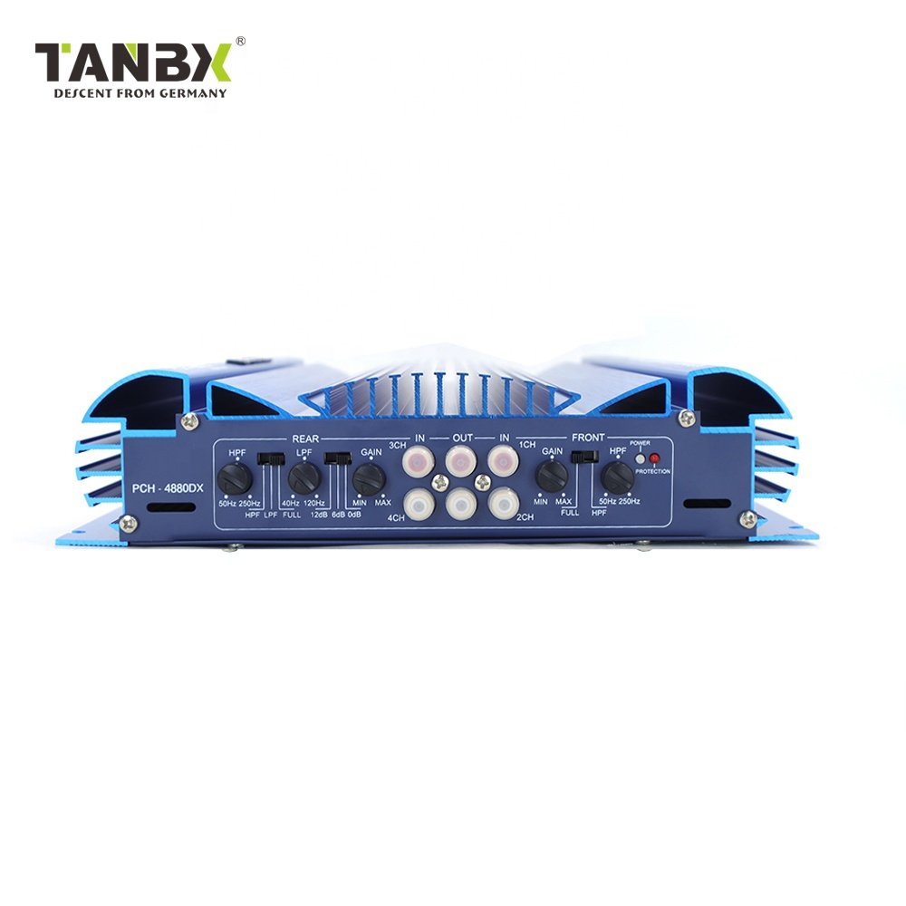 High Quality 12V Class AB Car Audio Power Amplifier 4-Channel PCH-4880DX with Aluminium Material and Crossovers(Equalizers)
