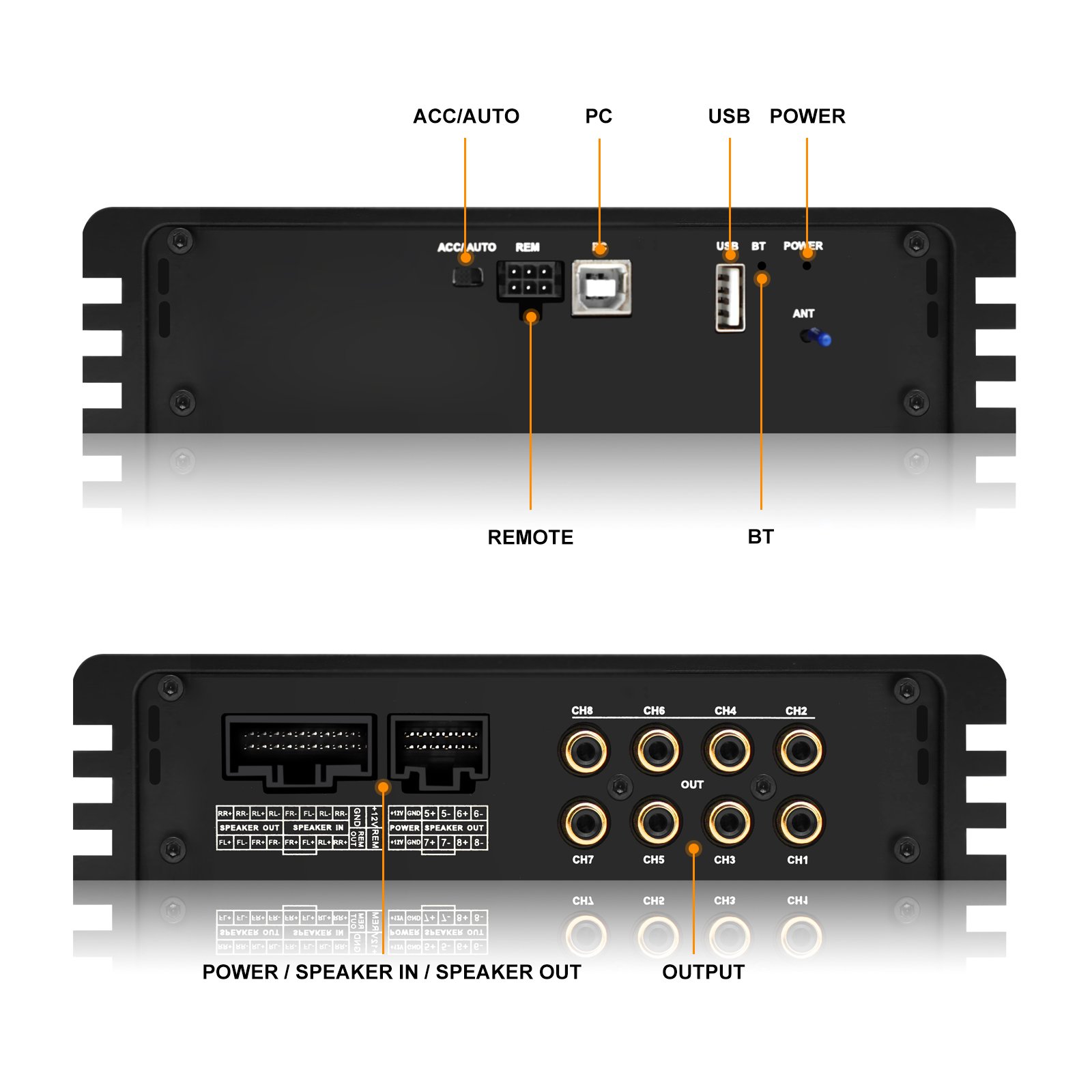 AudioWinner E48.8A New LCD Display Remote Control Car Audio Sound System Dsp Automotive Amplifier Module for HD Media Player