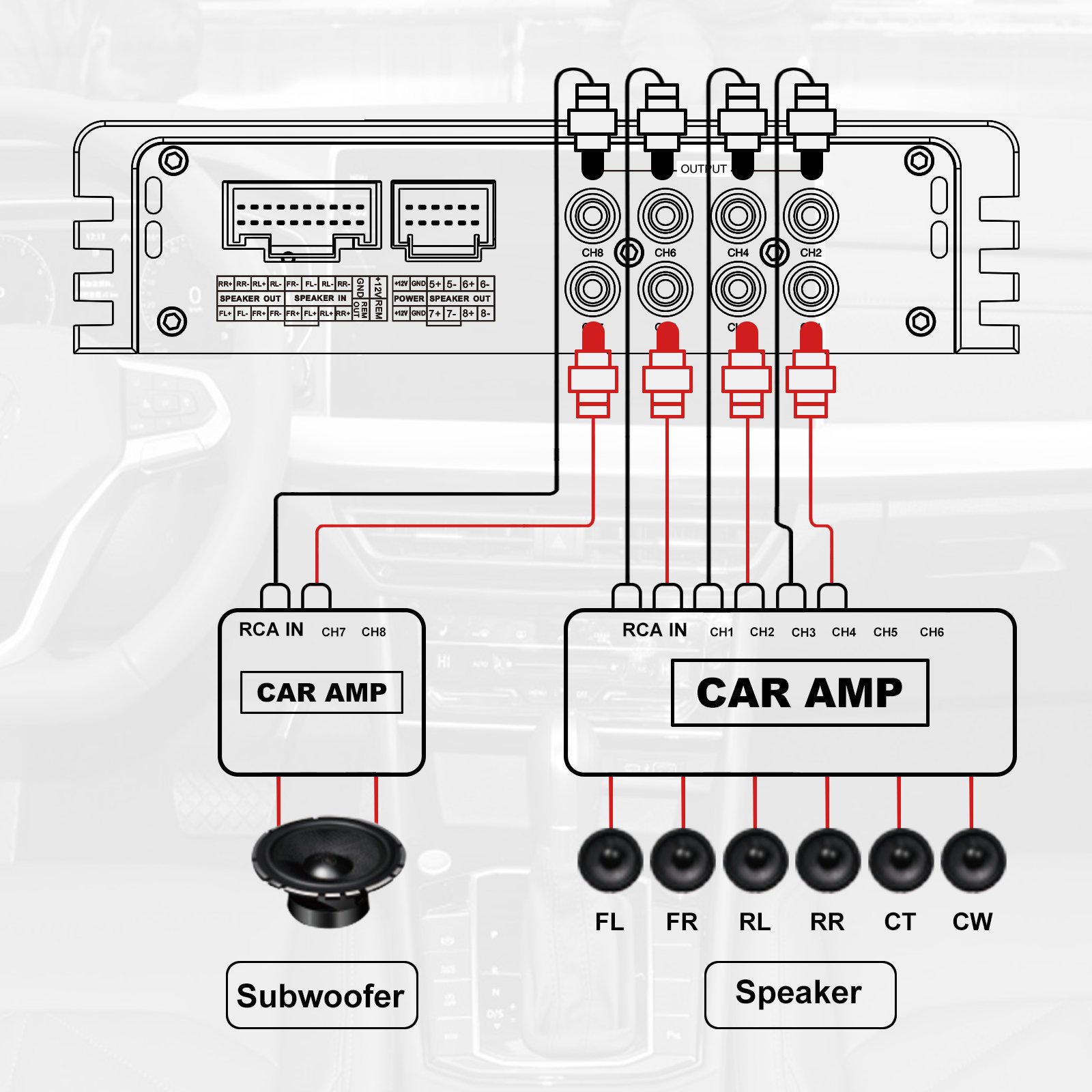 AudioWinner E48.8A New LCD Display Remote Control Car Audio Sound System Dsp Automotive Amplifier Module for HD Media Player