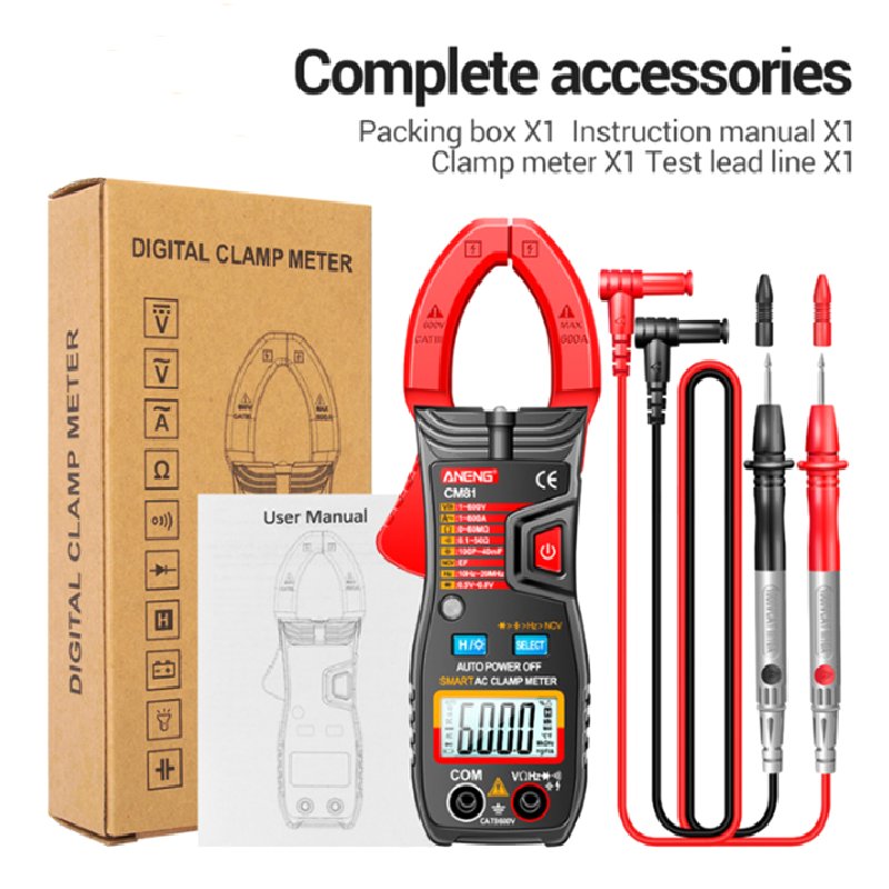 CM80/CM81 Digital Clamp Meter Ammeter Voltage Car Amp Hz Capacitance NCV Ohm Test Multimeter Digital Profesional Tester