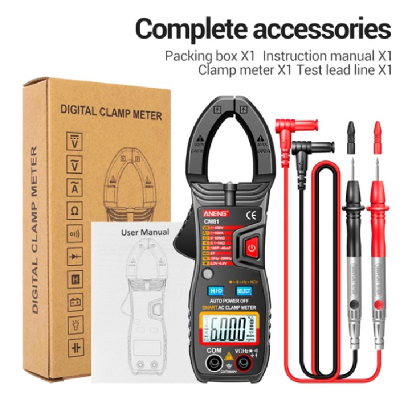 CM80/CM81 Digital Clamp Meter Ammeter Voltage Car Amp Hz Capacitance NCV Ohm Test Multimeter Digital Profesional Tester