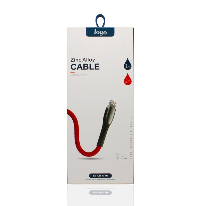 Custom electronic product packaging data audio cable retail wall hanging box data line packaging