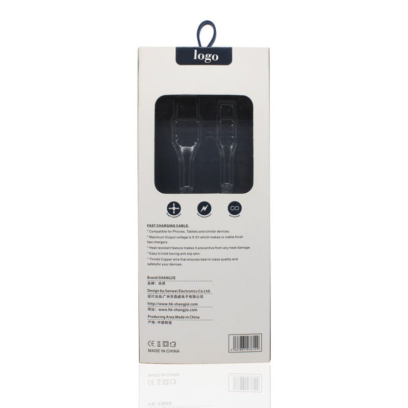 Custom electronic product packaging data audio cable retail wall hanging box data line packaging