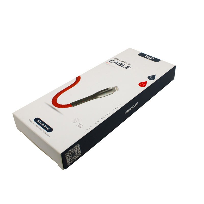 Custom electronic product packaging data audio cable retail wall hanging box data line packaging