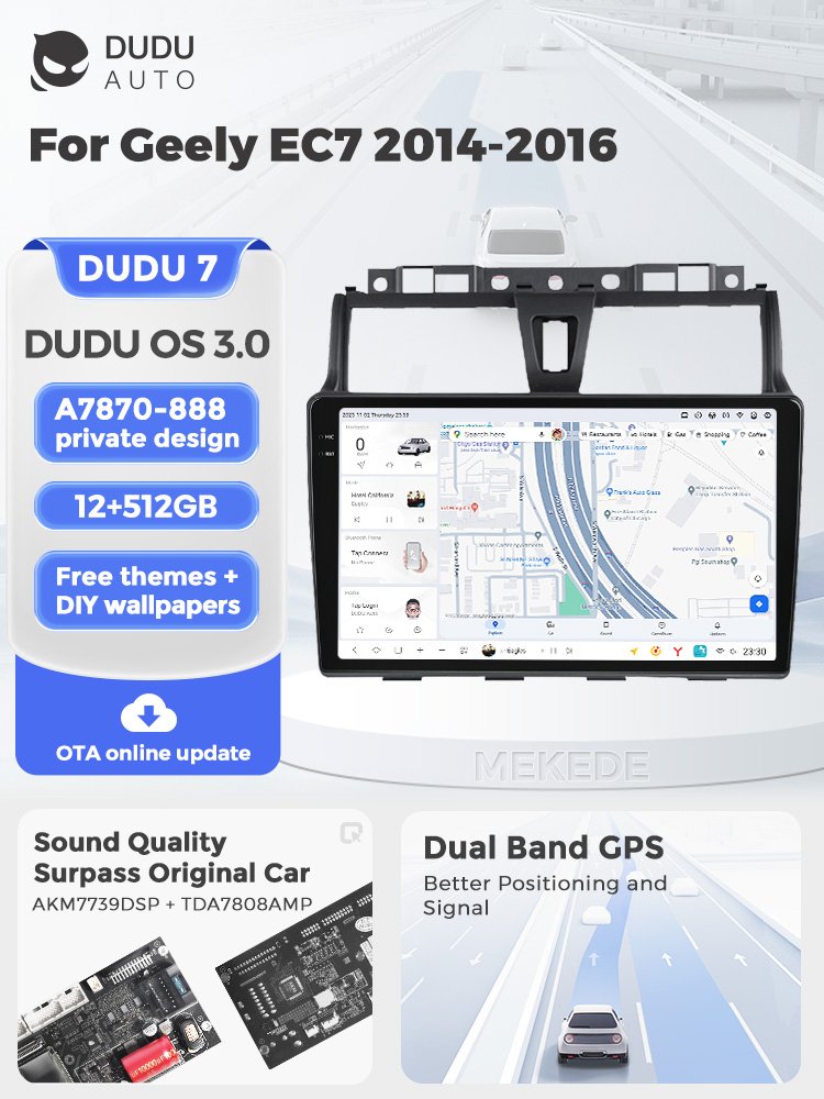 Mekede DUDUAUTO 2000*1200 Screen Car Stereo System Touch Screen for Geely EC7 2014-2016 Support DSP AMP 4GLte Wifi