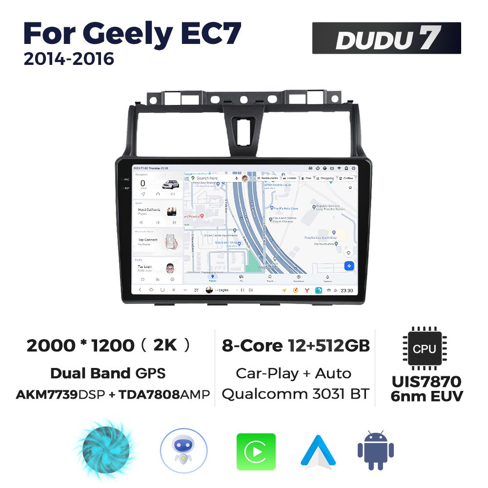 Mekede DUDUAUTO 2000*1200 Screen Car Stereo System Touch Screen for Geely EC7 2014-2016 Support DSP AMP 4GLte Wifi