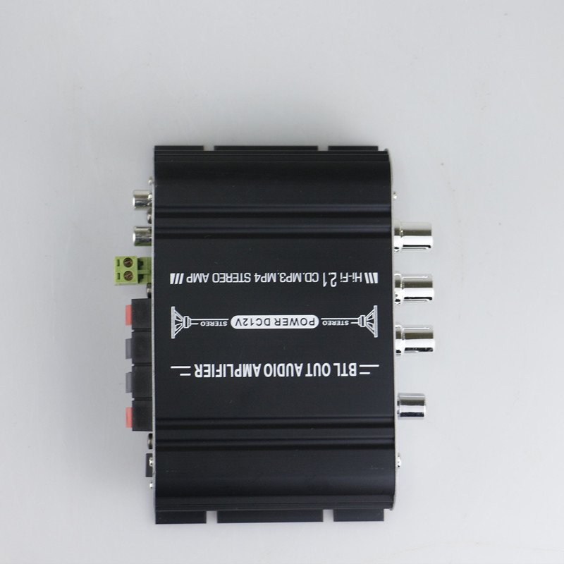 ST-838 Portable 2.1 Channel Car Amplifier with Subwoofer 2.0+ Subwoofer Metal Aluminum DC Battery Power Source