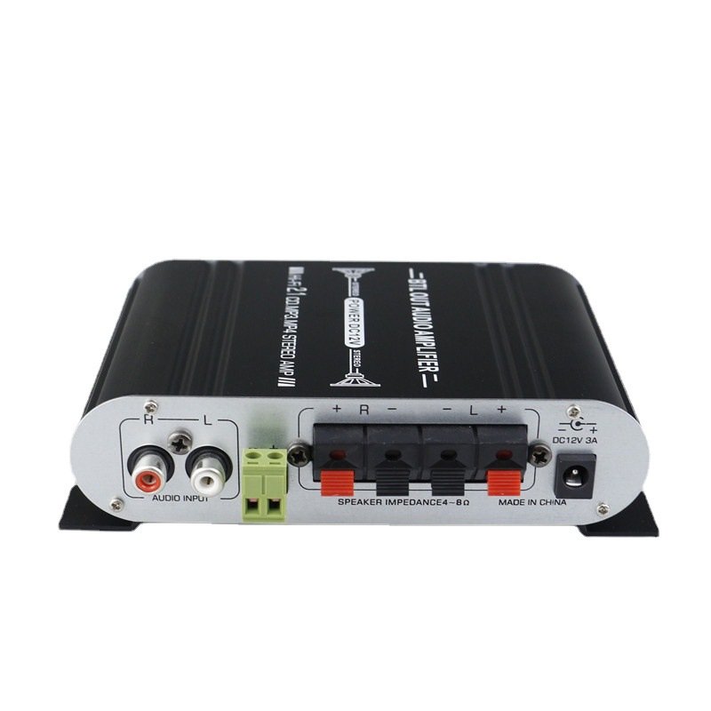 ST-838 Portable 2.1 Channel Car Amplifier with Subwoofer 2.0+ Subwoofer Metal Aluminum DC Battery Power Source