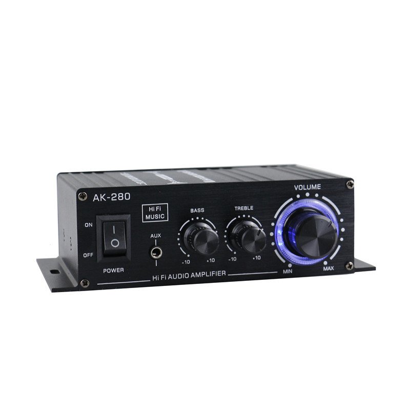 AK-280 HIFI Power Amplifier Car Home Theater Digital Power Audio for Speaker Treble Bass Control FM USB amplifier 12V AK280