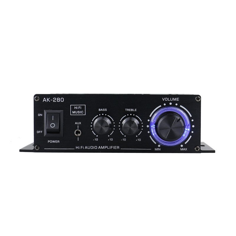 AK-280 HIFI Power Amplifier Car Home Theater Digital Power Audio for Speaker Treble Bass Control FM USB amplifier 12V AK280