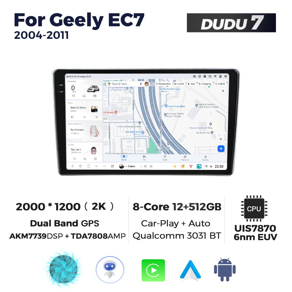 Mekede DUDUAUTO Car Radio Player BT5.0 4G WiFi Car-play Auto 360 Panoramic Camera for Geely EC7 2004-2011 with Car Player