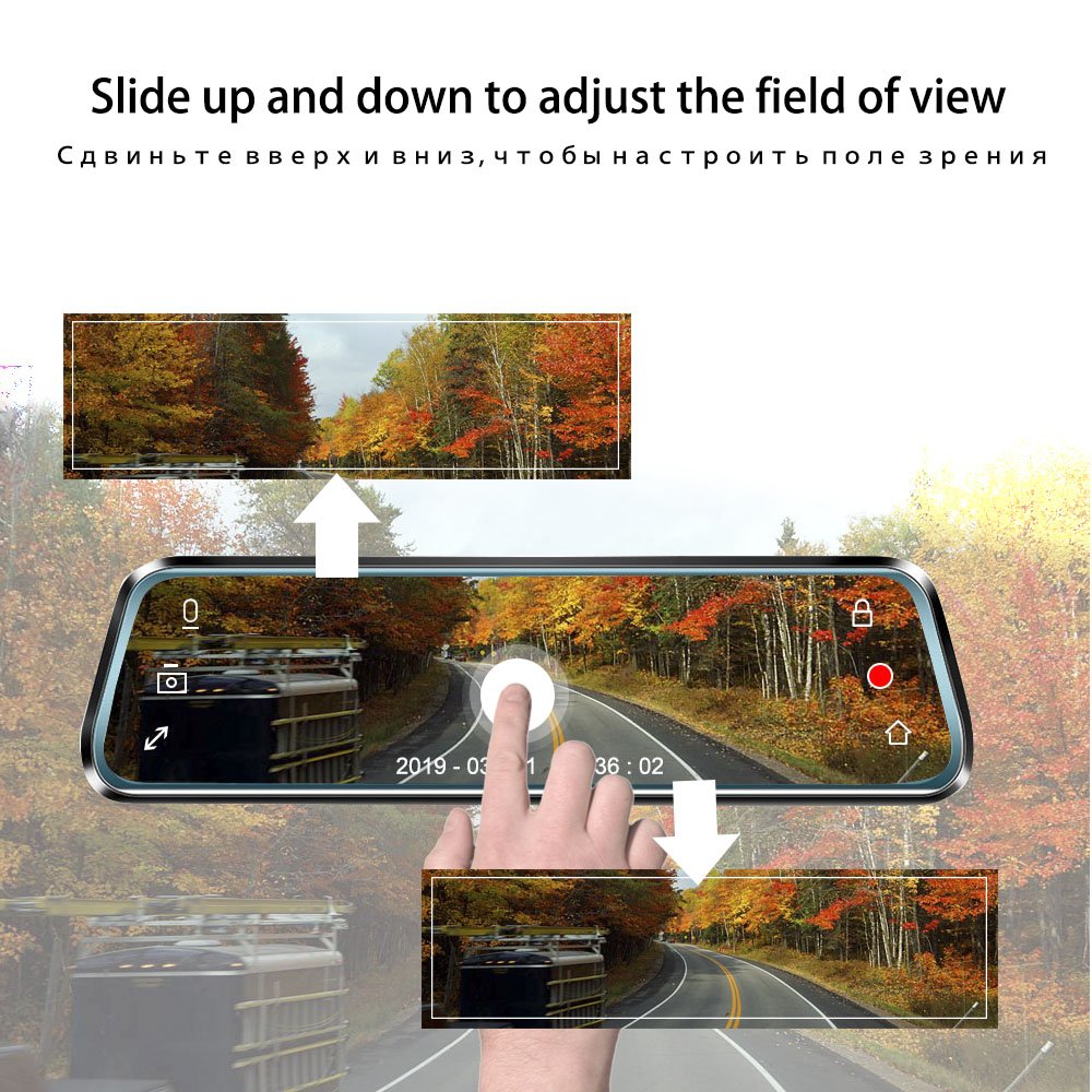 10 Inch Mirror Camera Car DVR Video Recorder Touch Screen 1080P Front and Rear AHD Lens Dash Cam Streaming Car Black Box