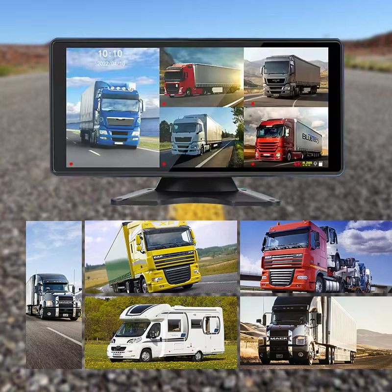PZ AHD 1080P IR Camera 10.36 Inch 4 Channel Smart Blind Spot Detection BSD Alarm Truck Bus Car DVR Recorder Monitor with 4 PCS