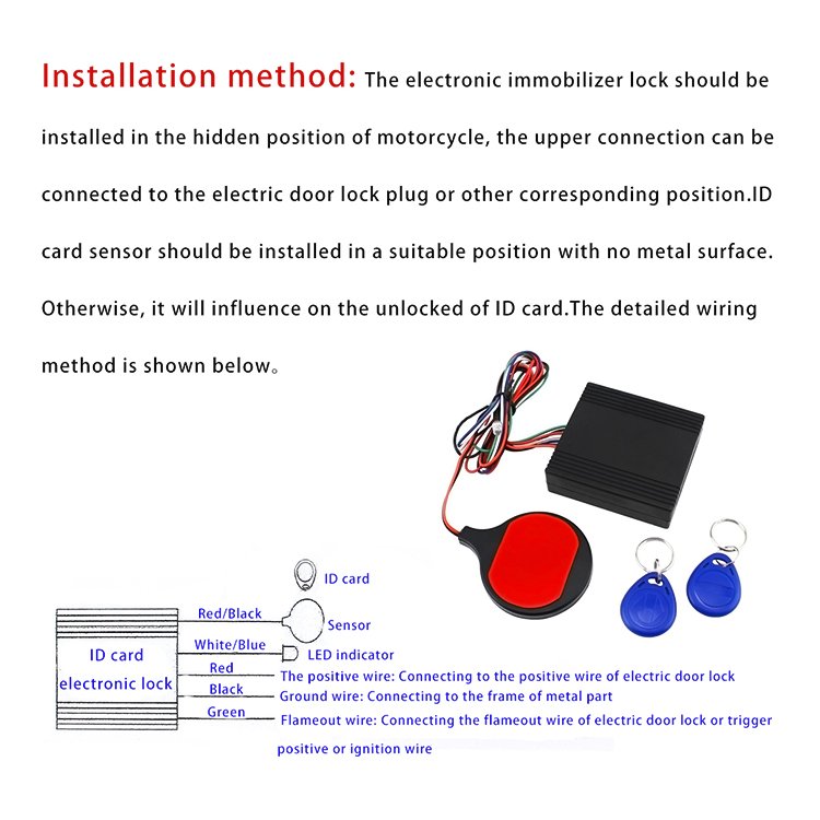 RFID 2.4GH Wireless Immobilizer Motorcycle Lock Anti-hijacking on off Intelligent Circuit Cut Alarm Auto Cut Engine