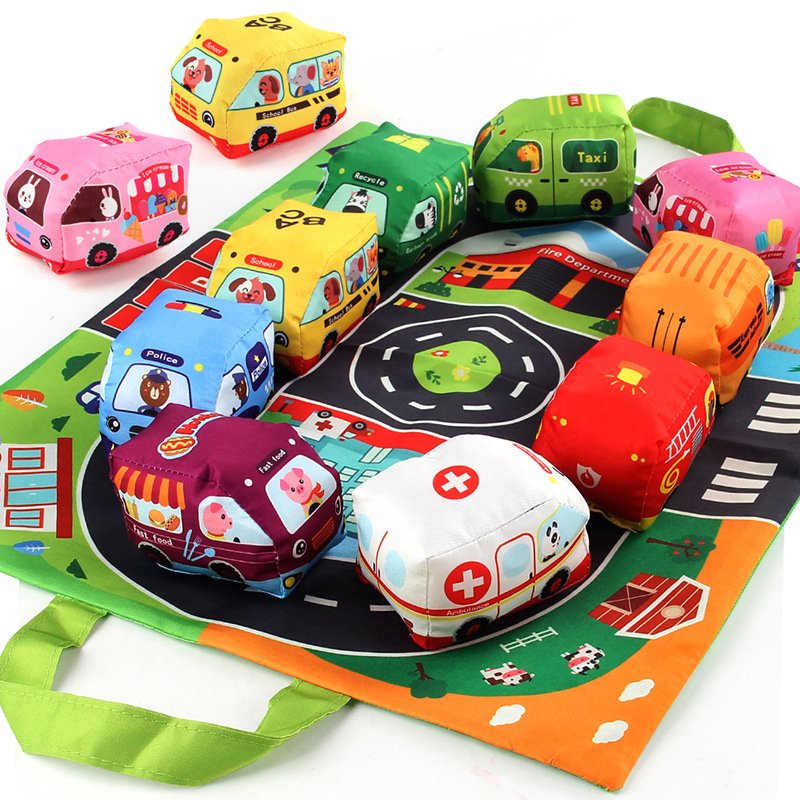 2024 New Product 2 in 1 Children Storage Bag Game Blanket Baby Toy Cloth Car Animal Sound Paper Puzzle Toy