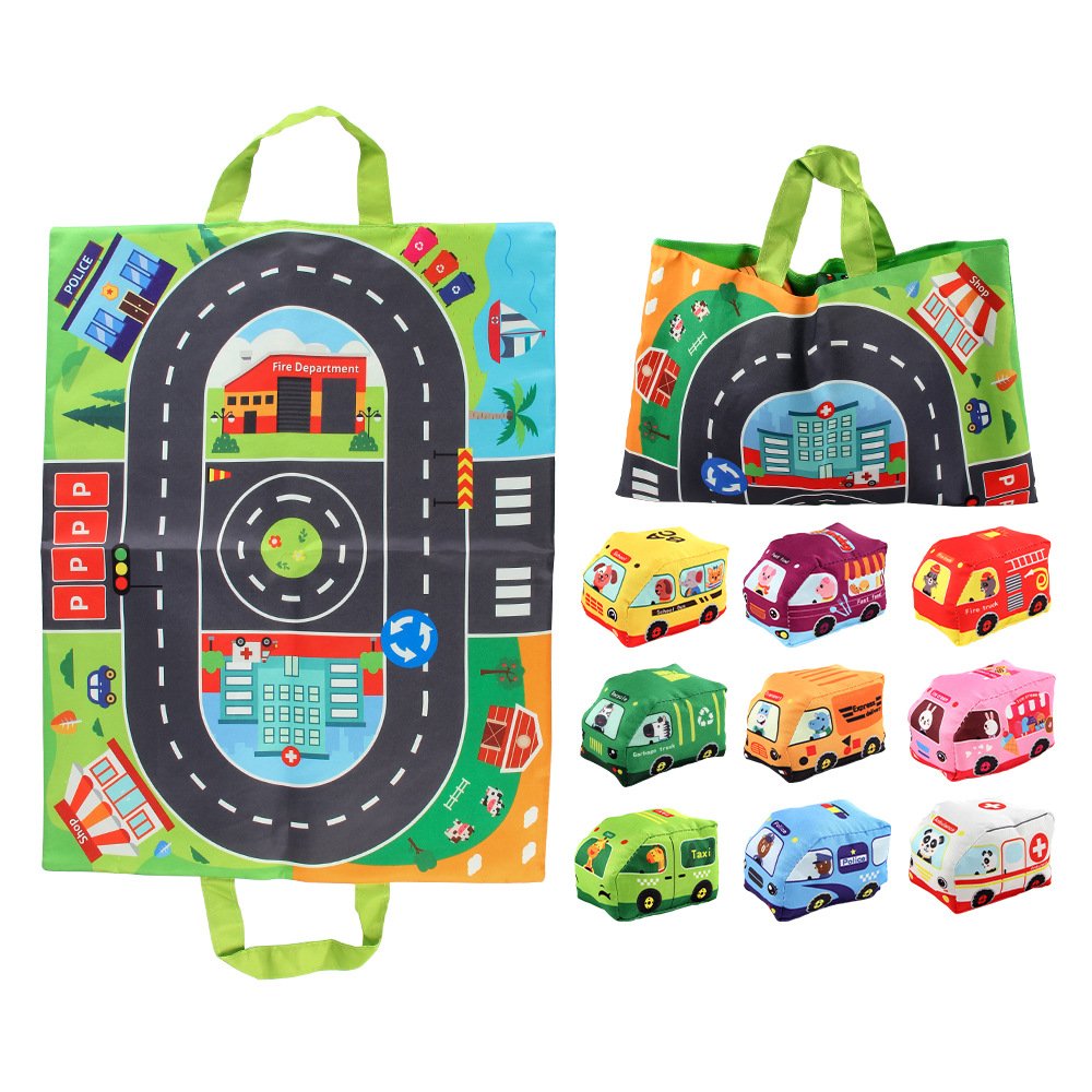 2024 New Product 2 in 1 Children Storage Bag Game Blanket Baby Toy Cloth Car Animal Sound Paper Puzzle Toy