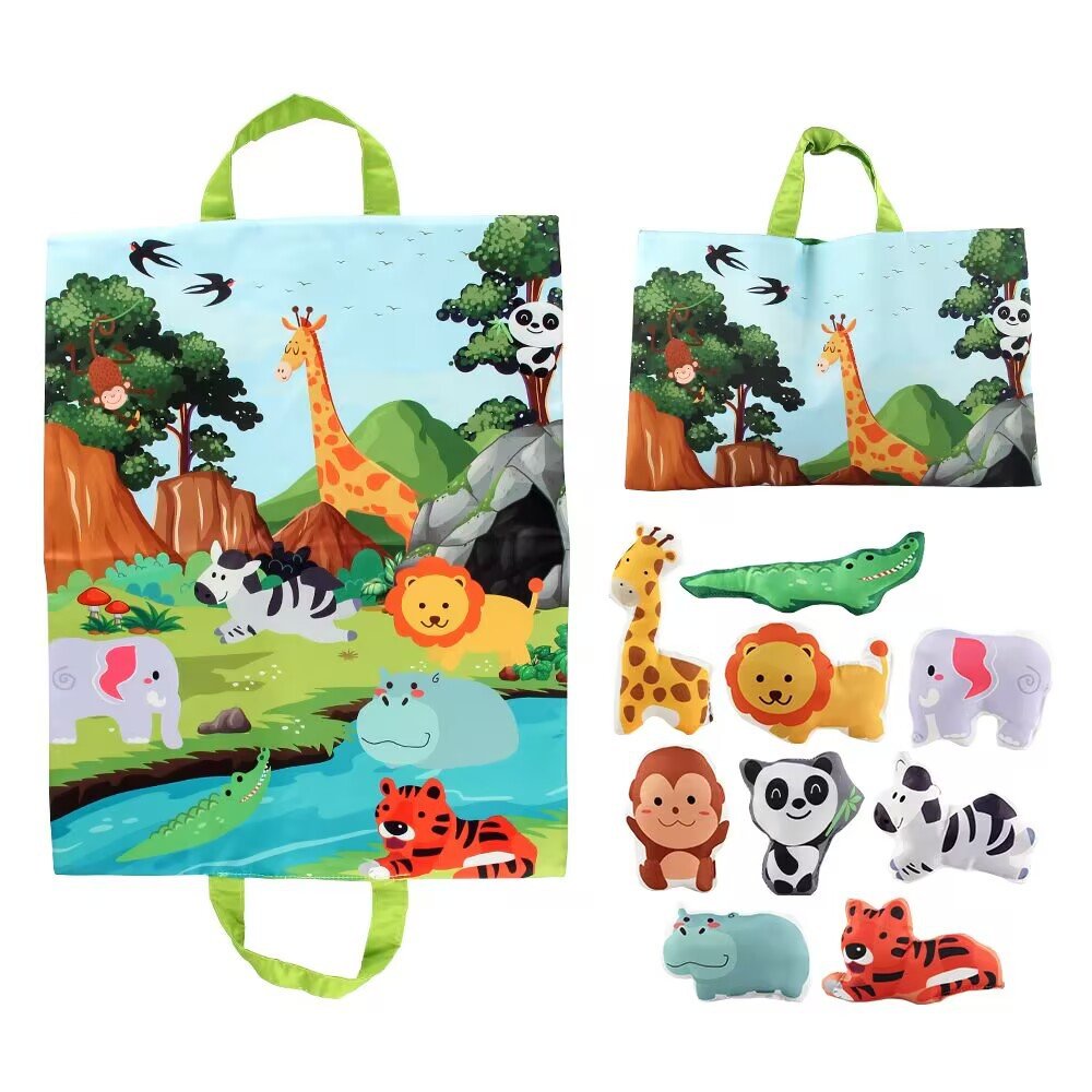 2024 New Product 2 in 1 Children Storage Bag Game Blanket Baby Toy Cloth Car Animal Sound Paper Puzzle Toy